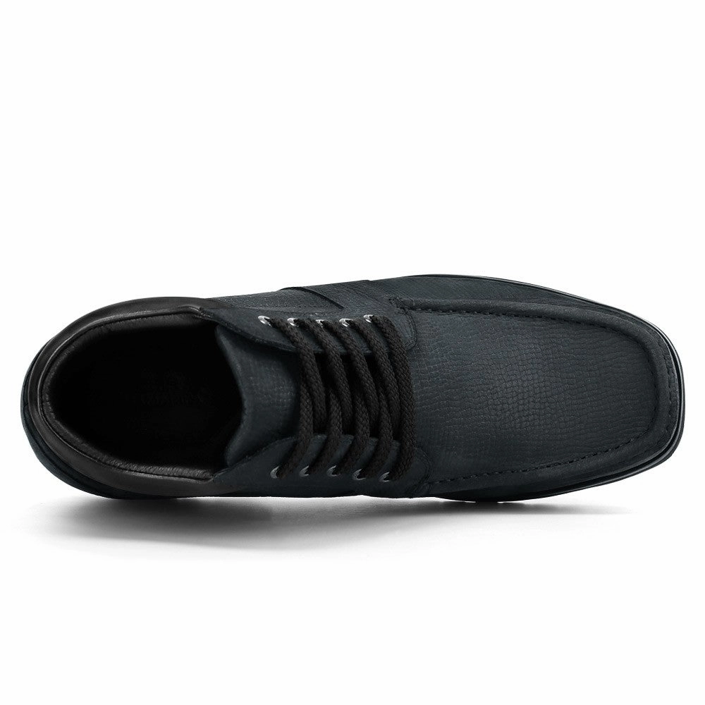 Knee High Boots Style 10CM/3.94 Inches CMR CHAMARIPA Men's Black Nubuck Boots - Square Toe Design