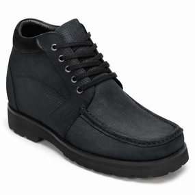 10CM/3.94 Inches CMR CHAMARIPA Men's Black Nubuck Boots - Square Toe Design Sharper Image Air Compression Boots