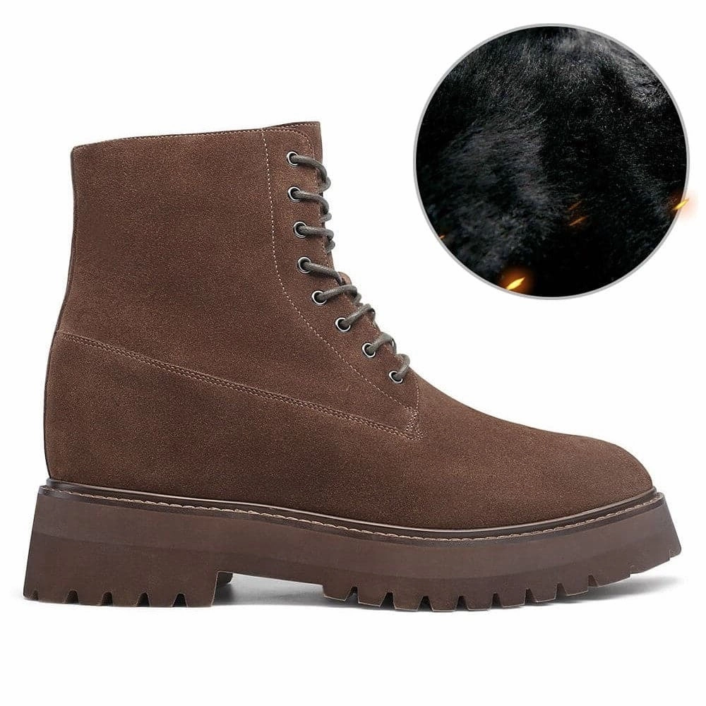 11 CM / 4.33 Inches CMR CHAMARIPA Elevator Shoes -  Elevate Your Style with Men's Brown Suede Height Increasing Boots - 4.33 Inches Taller Combat Boots With Dress