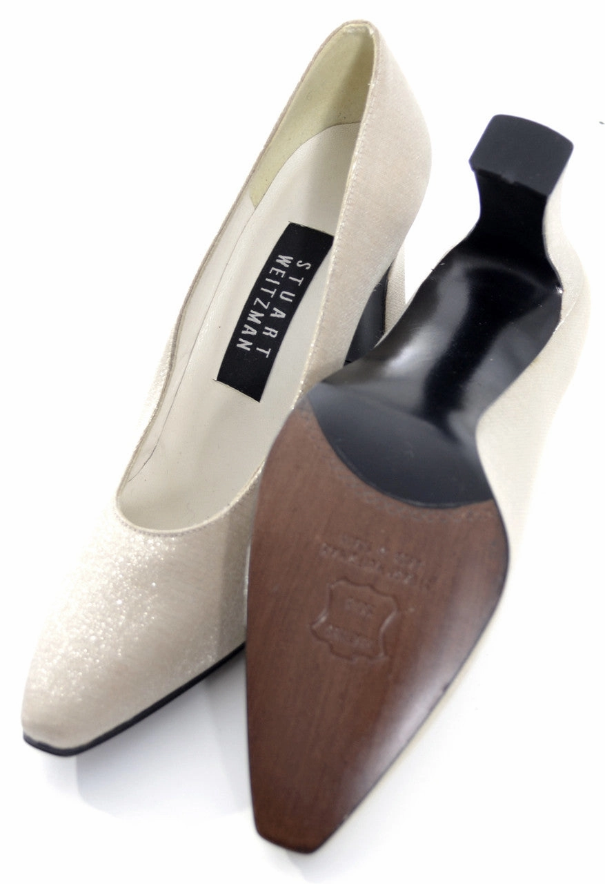 Asics Designer Shoes 1990s Stuart Weitzman Champagne Shimmer Heels 6B