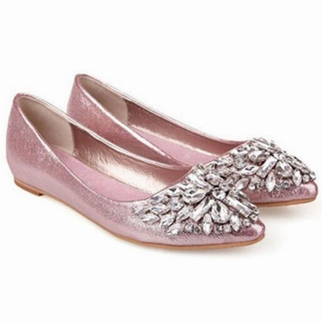 Best Golf Shoes For Flat Feet 2016 Summer Women Crystal Flats Shoes Fashion Flats for Women Pointed Toe Soft Flat Heel Shoes Rhinestone Flats Plus Size 35-40