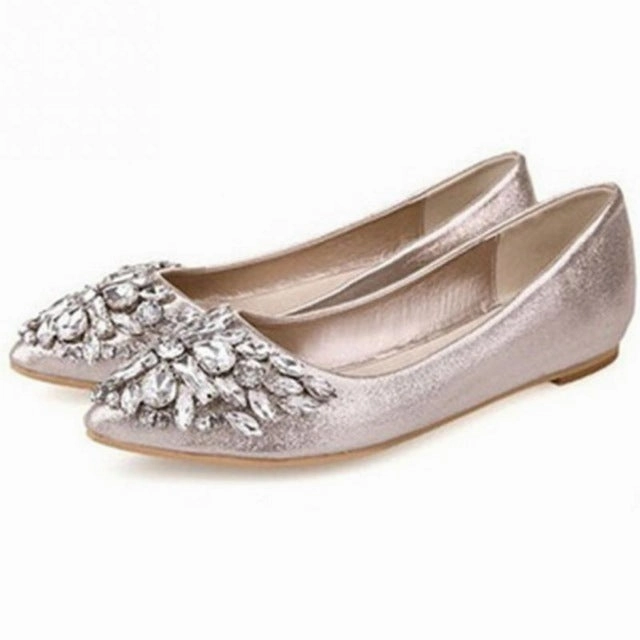 Pointed Flat Shoes With Ankle Strap 2016 Summer Women Crystal Flats Shoes Fashion Flats for Women Pointed Toe Soft Flat Heel Shoes Rhinestone Flats Plus Size 35-40