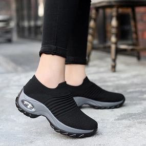 Shoes For Flat Footed Horses 2019 Spring Women Sneakers Shoes Flat Slip on Platform Sneakers for Women Black Breathable Mesh Sock Sneakers Shoes