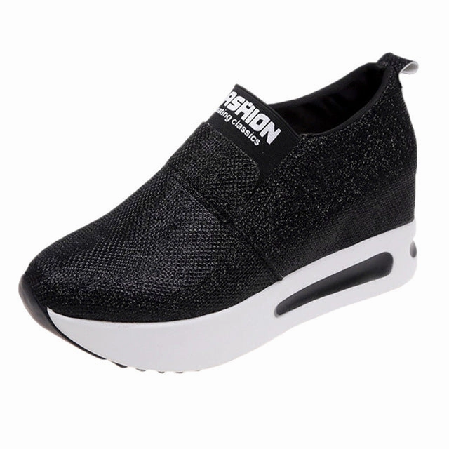 2019 Women shoes ladies  Flat Thick Bottom Shoes Slip On Ankle Boots Casual Platform Sport Shoes    #B35 In Flat Shoes