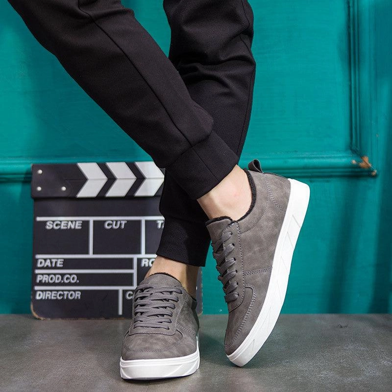 2021 autumn and winter new men's shoes suede shoes low to help students shoes sports shoes plus cotton plus velvet Asics Rare Wrestling Shoes