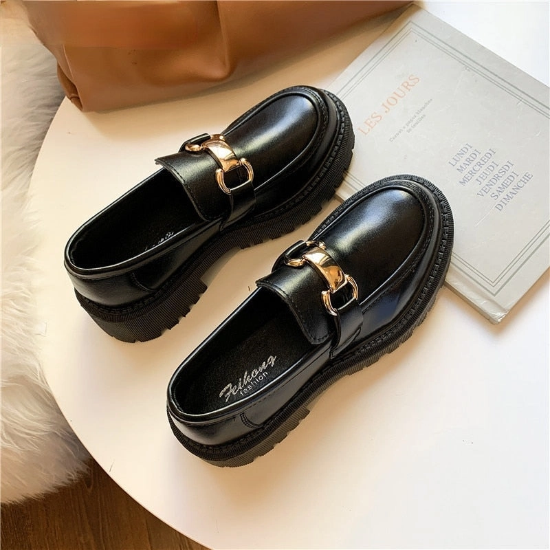 Andrew Tate Loafers 2022 Shoes for Women Loafers Ladies Thick Sole Slip on Flats Creepers Leather Platform Shoes Casual Buckle Shoe Zapatos De Mujer