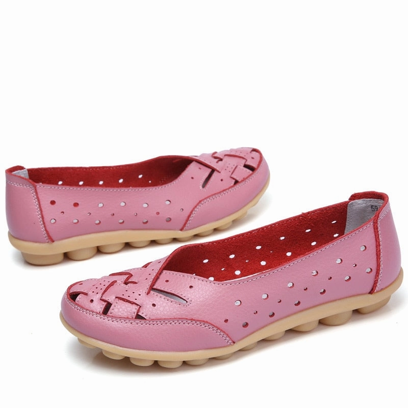 2023 Plus Size 35-44 Summer Cut Out Women Genuine Leather Shoes Woman Ballet Flats Casual Sandals Women Loafers Gift Oliver Cabell Loafers