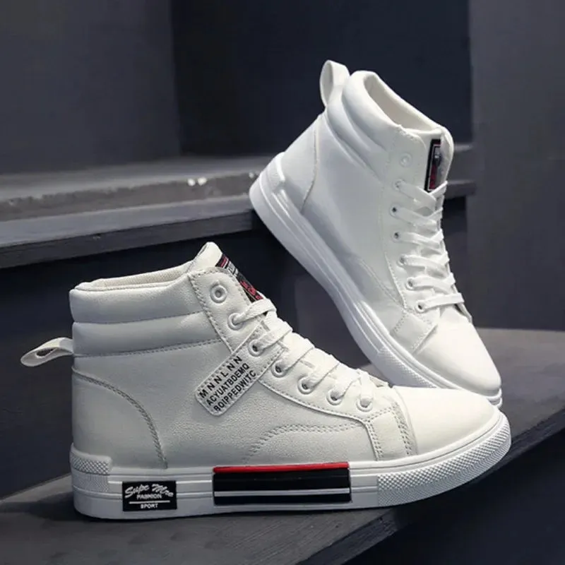 Ash Trainer Shoes 2024New Men's Shoes Fashion Leather Casual Shoes High Top Sneakers Lace Up Training Shoes for Men Non Slip Flats Tenis Masculino