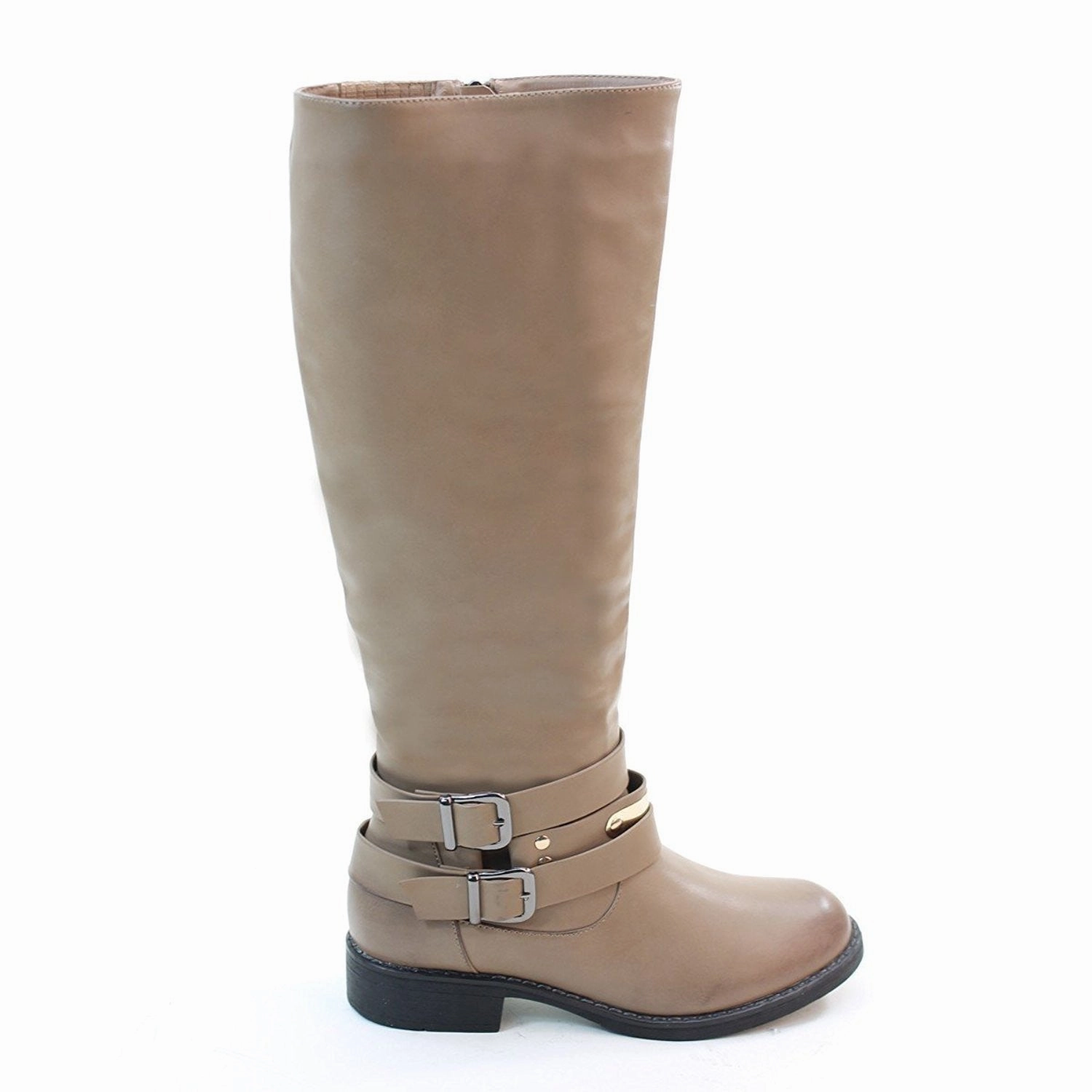 Coach Rain Boots Size 7 4everfunky Women's Double Buckles Zipper Low Heel Knee High Boots