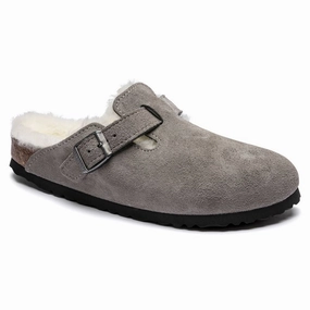 'Birkenstock' Women's Boston Shearling - Stone Coin / Natural Dress Walking Shoes