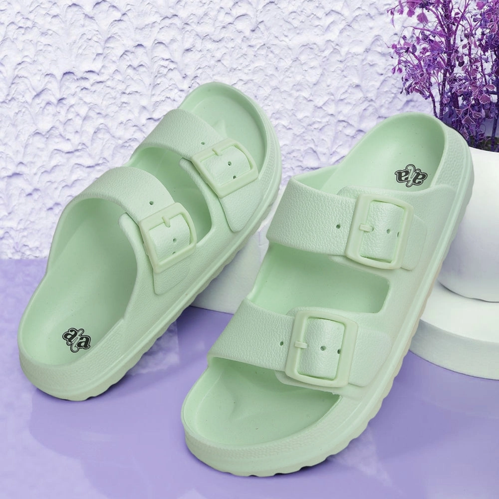 A-HA Light Green Casual Flat Sandal For Women EASYPRO By Liberty Abound Shoes Flats