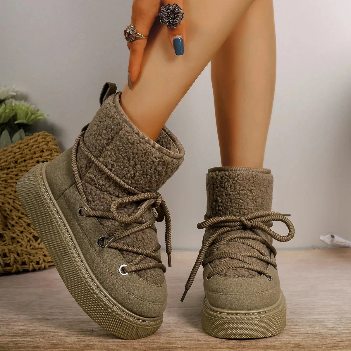 Lace-Up Winter Boots for Women  Cozy & Non-Slip Design