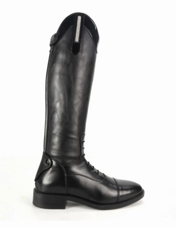Brogini Girls Como Piccino Long Boots. Patent Top with diamante Boots High Knee