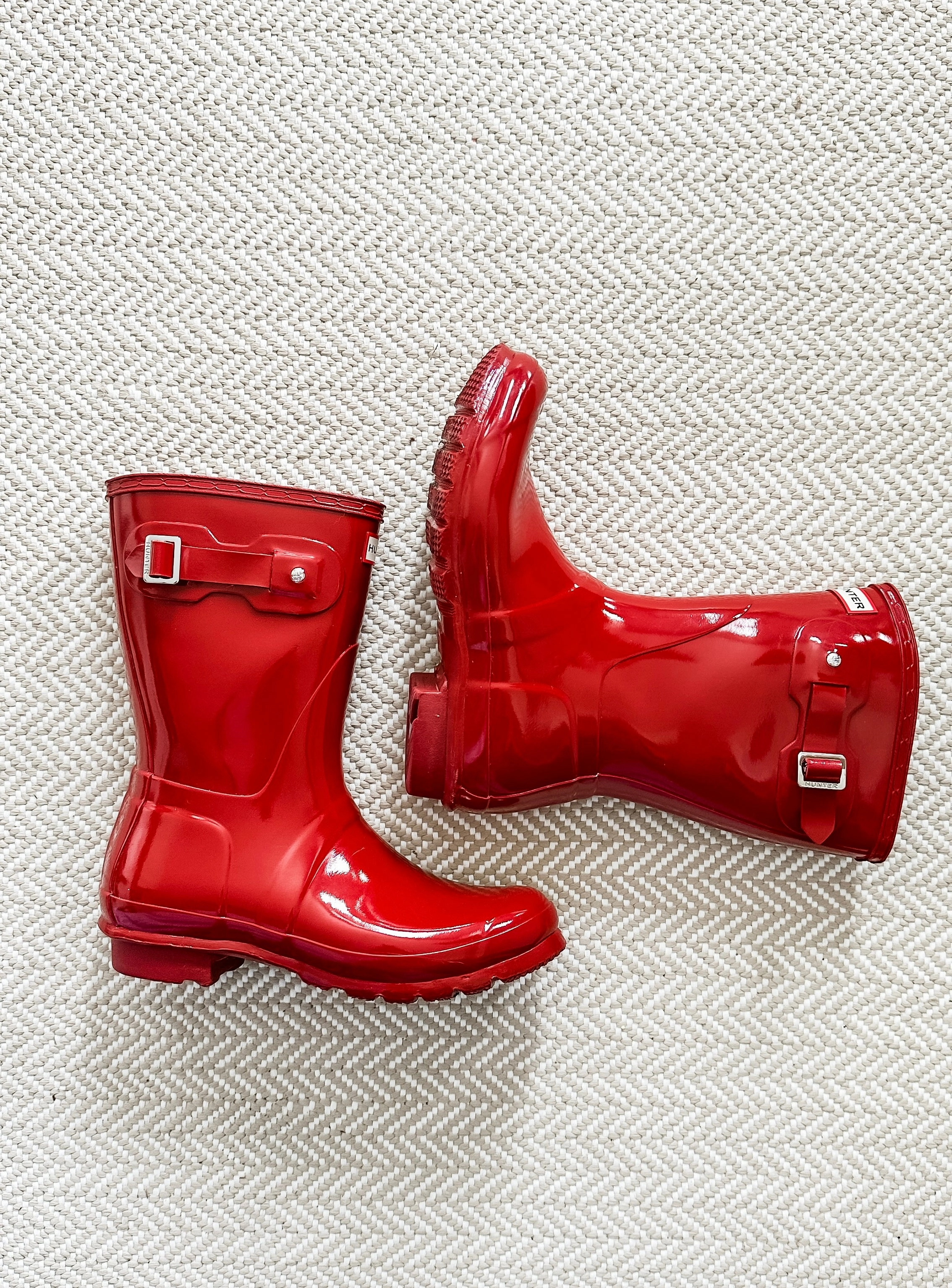 Hunter Cherry Red Gloss Short Original Waterproof Rain Boots (US 9) Cloth Adidas Shoes