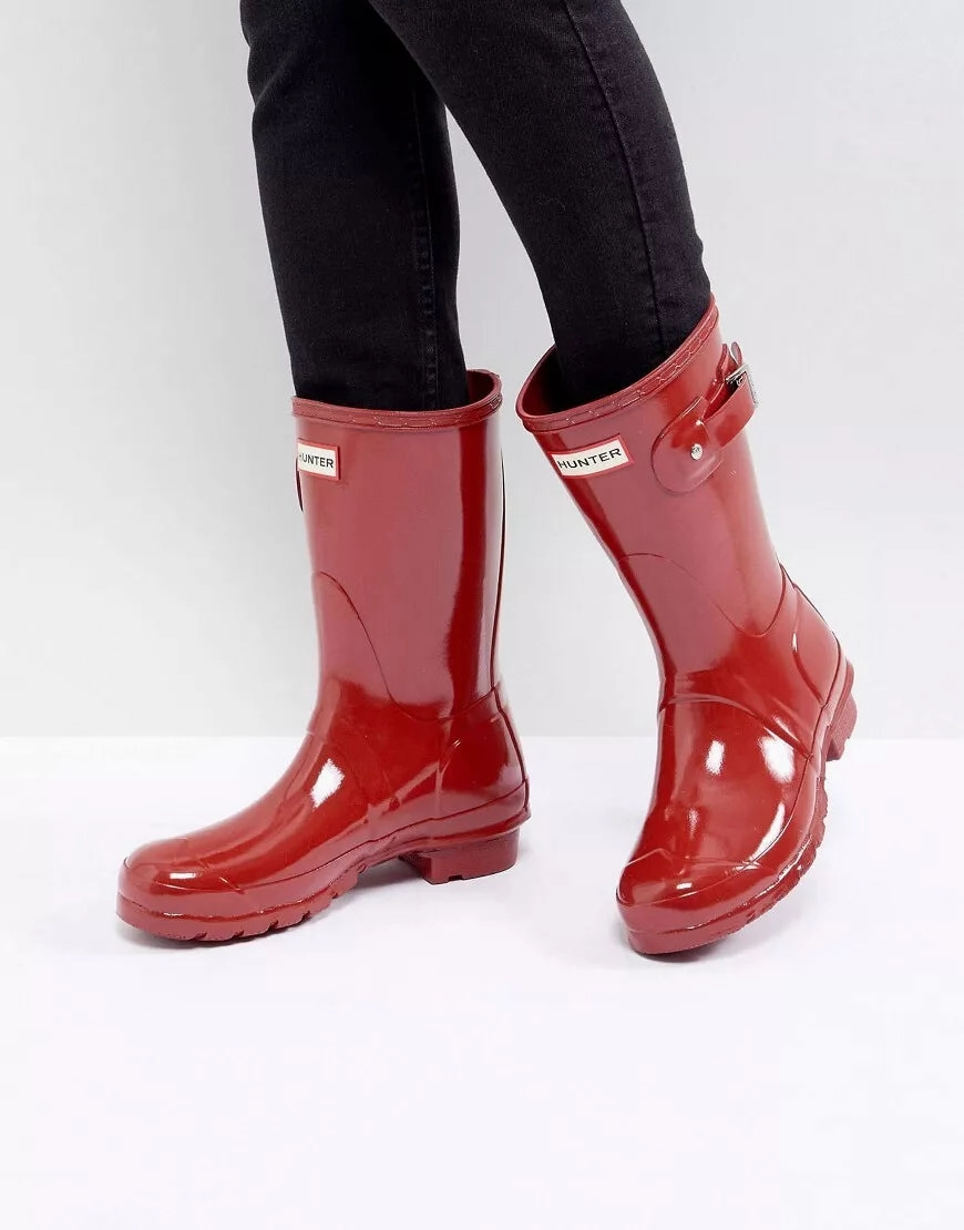 Hunter Cherry Red Gloss Short Original Waterproof Rain Boots (US 9) Adidas Shoes Trending