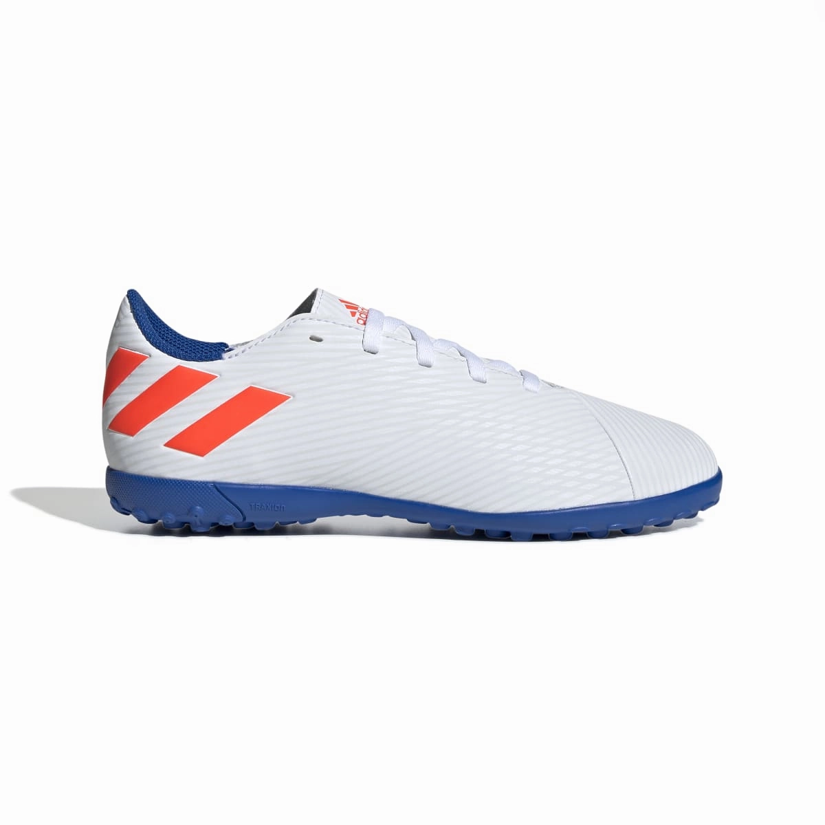 ADIDAS F99929 NEMEZIZ MESSI 19.4 TF KID'S (Medium) White/Red/Blue Synthetic Soccer Shoes Light Pace Color Fun