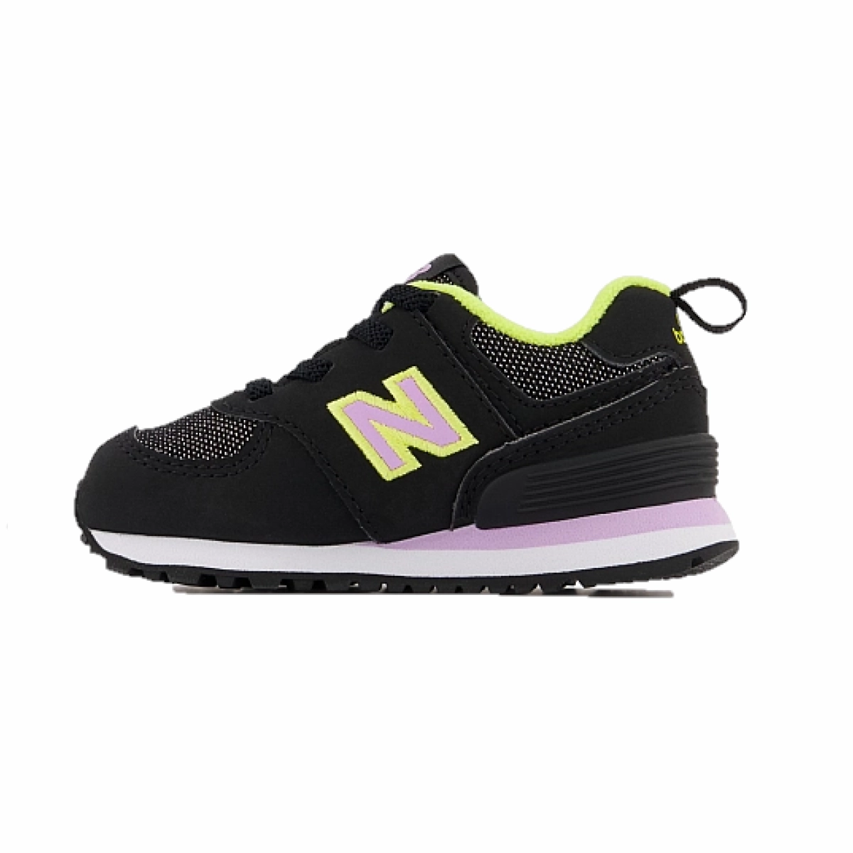 NEW BALANCE ID574FX2 574 BUNGEE LACE INF'S (Wide) Black Synthetic Running Shoes Park Fun Active Step