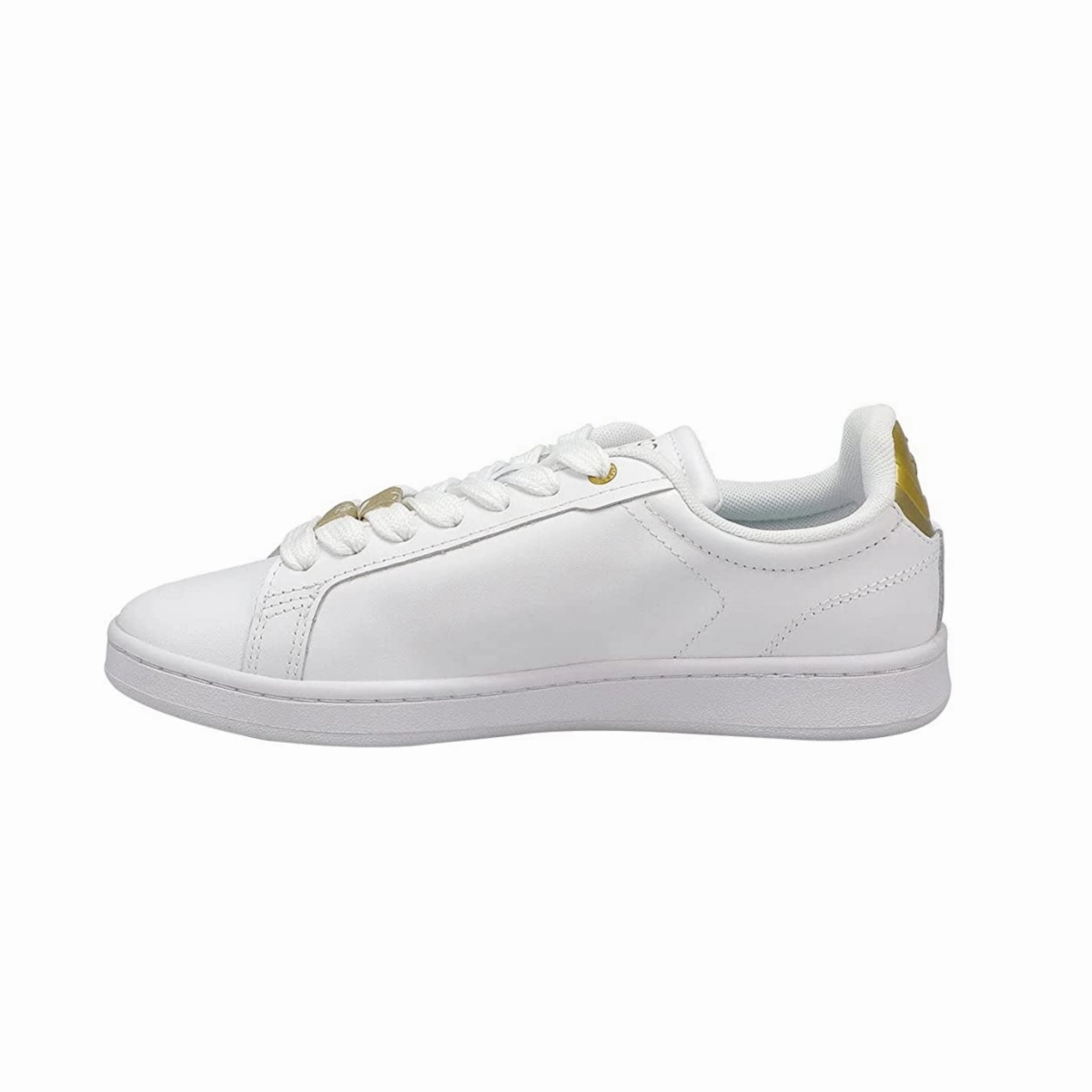 LACOSTE 7-45SFA0055216 CARNABY PRO 123 WMN'S (Medium) White/Gold Leather & Synthetic Lifestyle Shoes Shock Absorbing