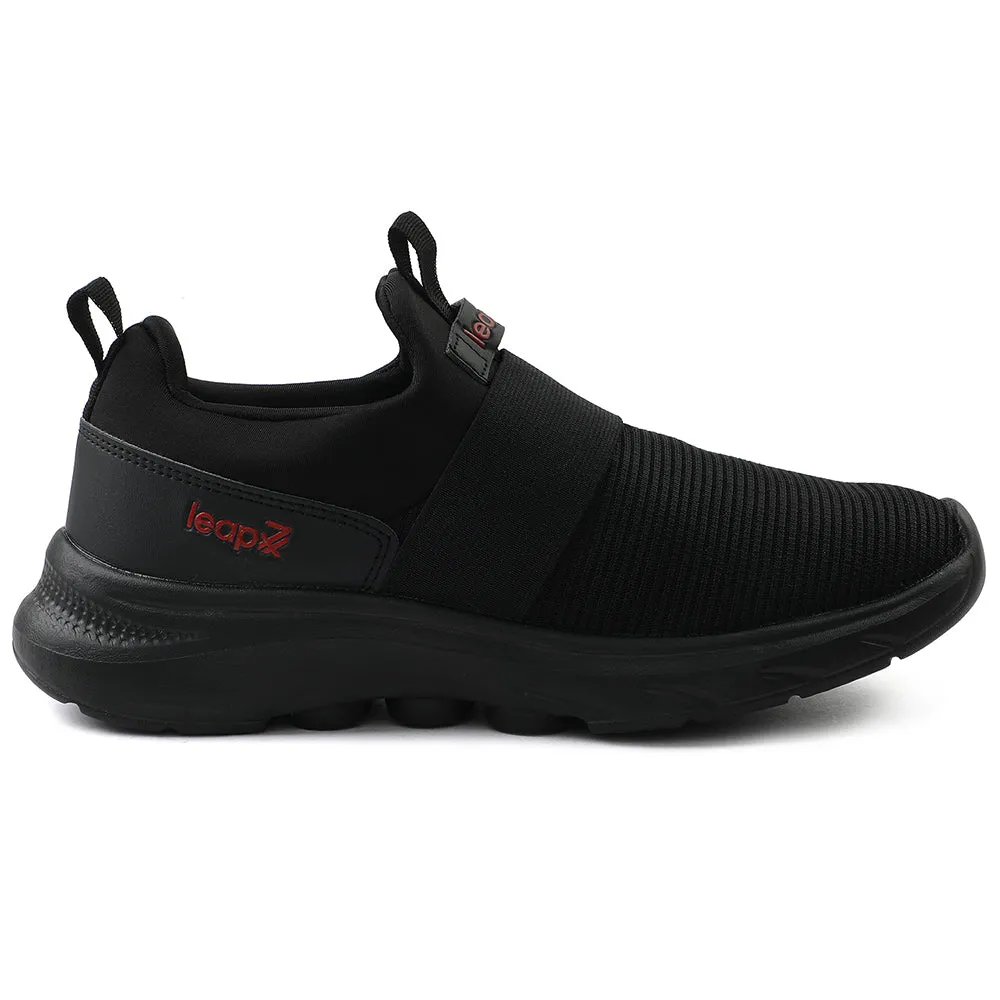 Leap7x Black Non Lacing Sports Walking Shoes For Men SENTINO By Liberty Academy Cross Training Shoes