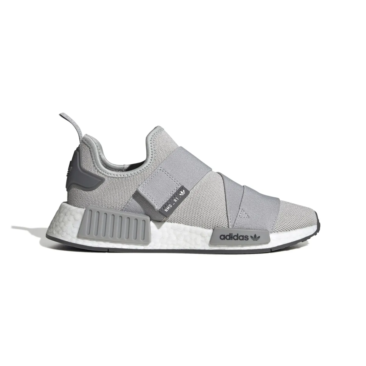 ADIDAS GW9470 NMD_R1 STRAP WMN'S (Medium)  Gray/White/Gray Stretch Knit Running Shoes Odor Resistant