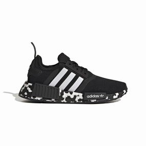 ADIDAS GW9594 NMD_R1 JR'S (Medium) Black/Black/White Textile Running Shoes Height Plus Strong Step