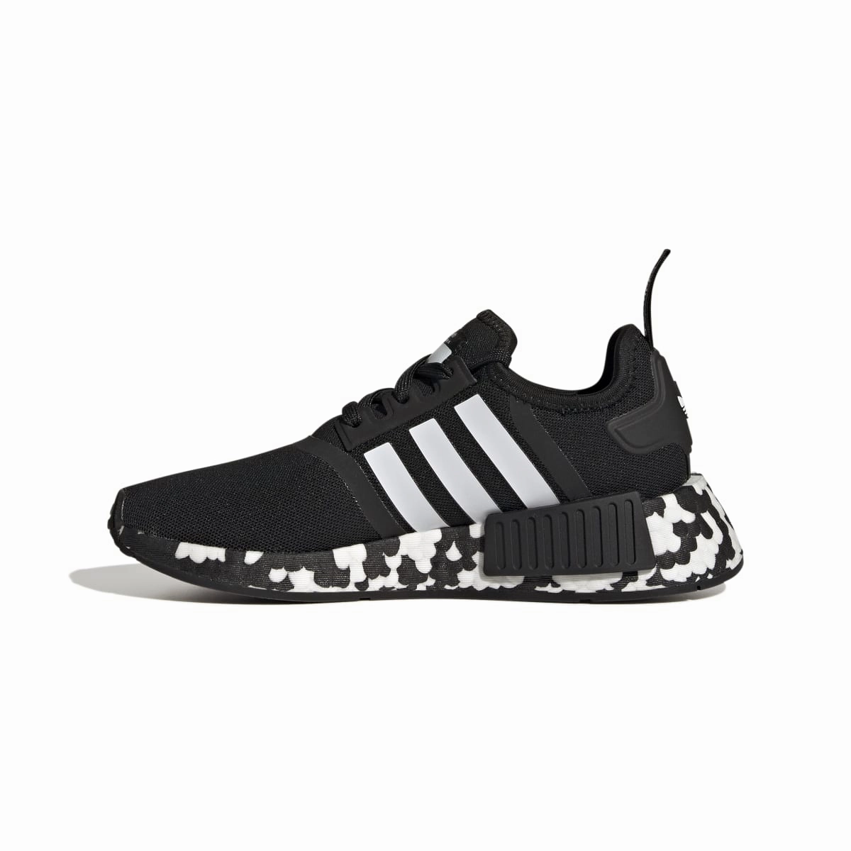 ADIDAS GW9594 NMD_R1 JR'S (Medium) Black/Black/White Textile Running Shoes Foot Shape