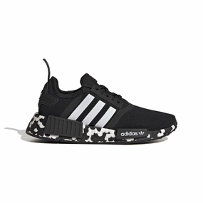 ADIDAS GW9594 NMD_R1 JR'S (Medium) Black/Black/White Textile Running Shoes Strike Hike
