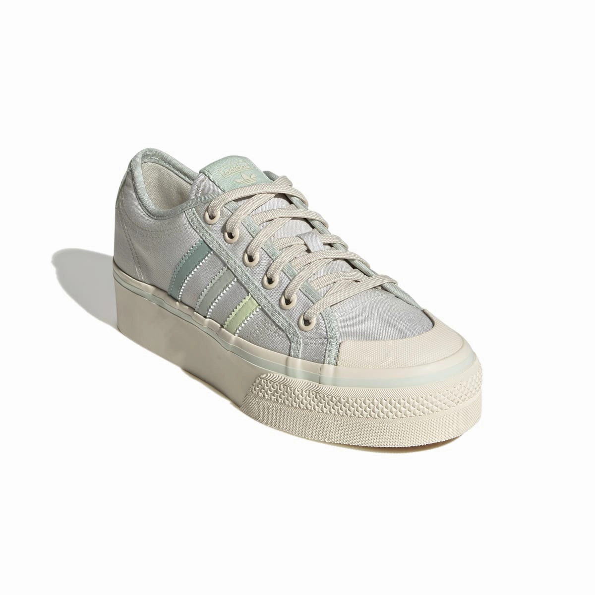 ADIDAS GX4605 NIZZA PLATFORM WMN`S (Medium) White/Lime/White Textile Lifestyle Shoes multi - terrain capability shoes under - pronation