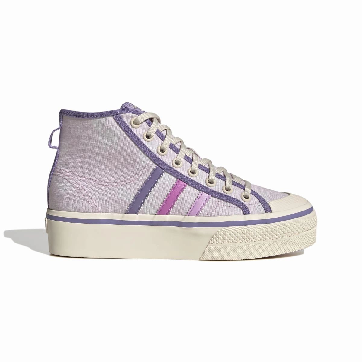 ADIDAS GX4608 NIZZA PLATFORM MID WMN'S (Medium) Pink/Lilac/White Textile Lifestyle Shoes Versatile Look Range Jog