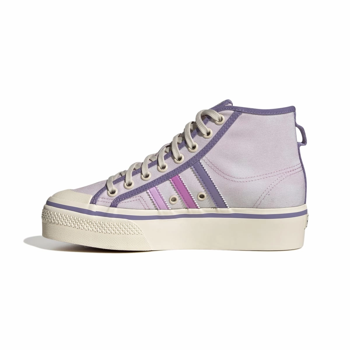 ADIDAS GX4608 NIZZA PLATFORM MID WMN'S (Medium) Pink/Lilac/White Textile Lifestyle Shoes Beach Fun Rubber Sole