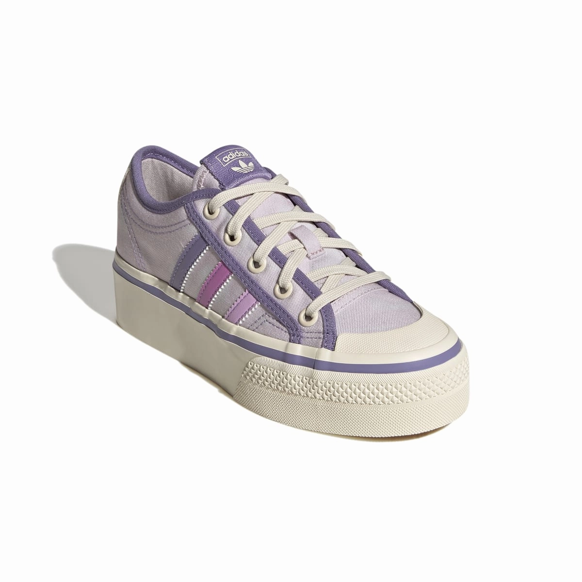 River Jog Strong Stride ADIDAS GY7051 NIZZA PLATFORM JR'S (Medium) Pink/Lilac/White Textile Lifestyle Shoes