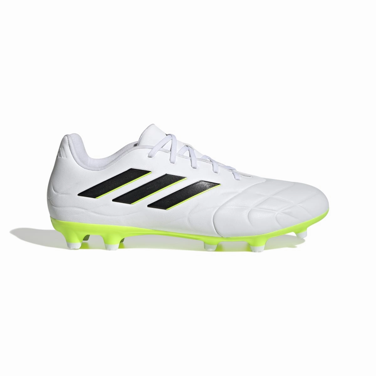 ADIDAS HQ8984 COPA PURE.3 FG MN'S (Medium) White/Black/Lemon Leather Soccer Shoes Active
