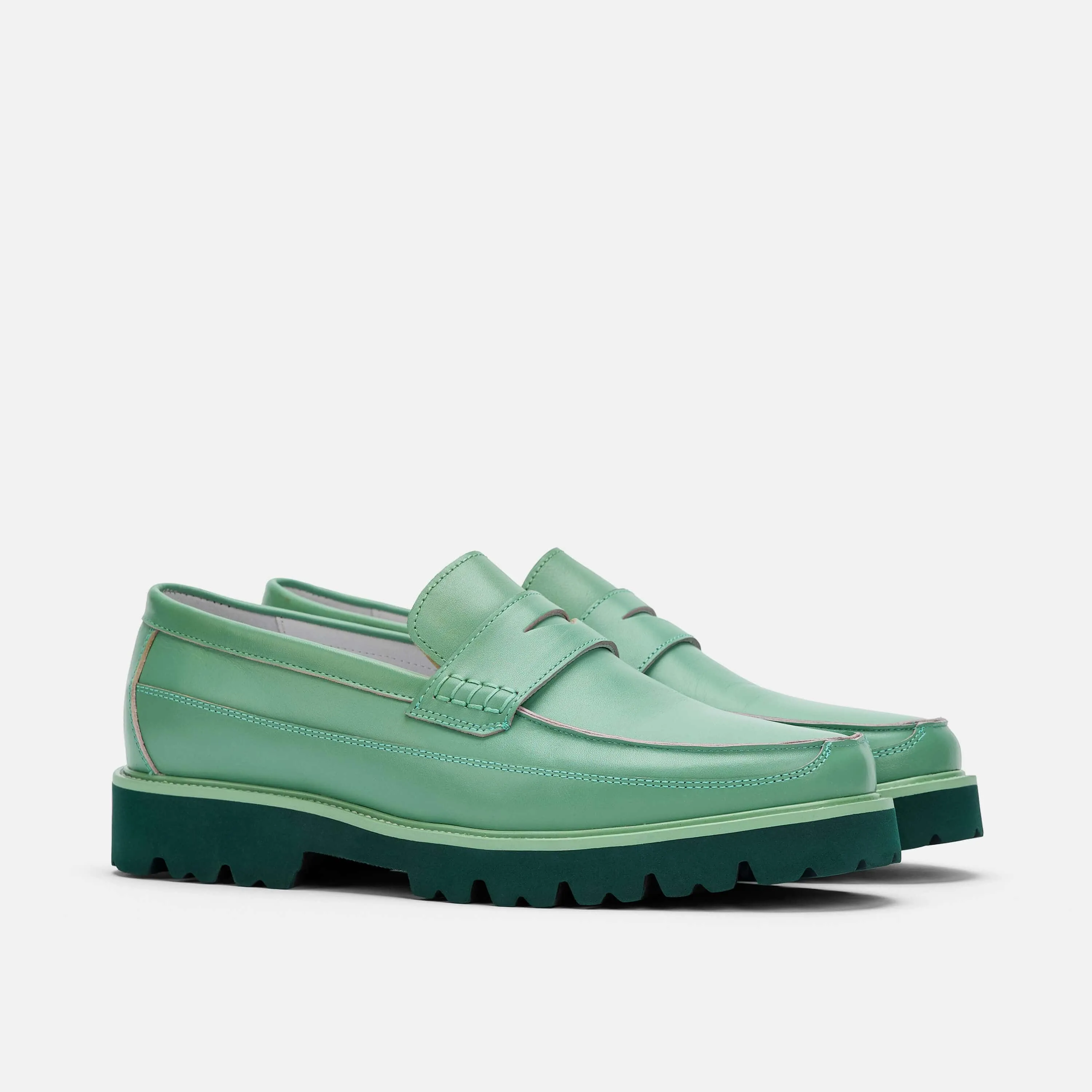 Adler Green Ombr Leather Penny Loafers Light Loafers