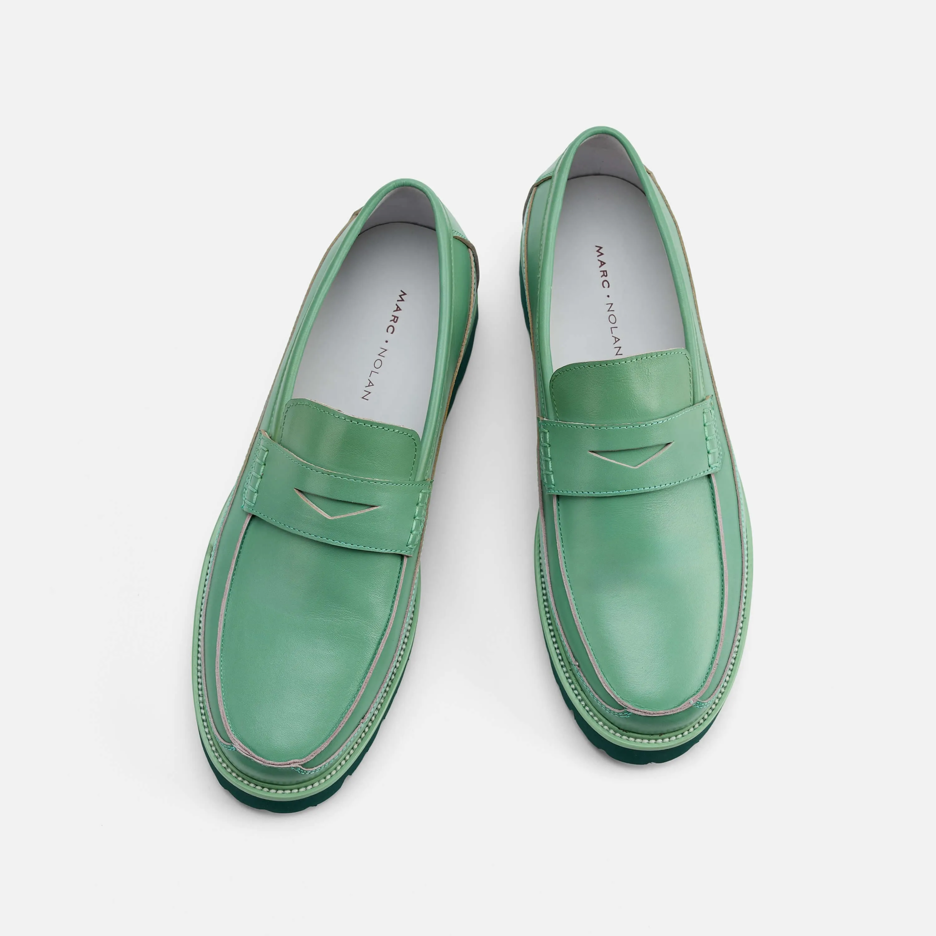 Adler Green Ombr Leather Penny Loafers Fall Loafers