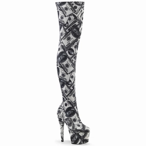Adidas Shoes Cool ADORE-3000DP Pleaser White & Black Dollar Pole Dancing Thigh High Boots