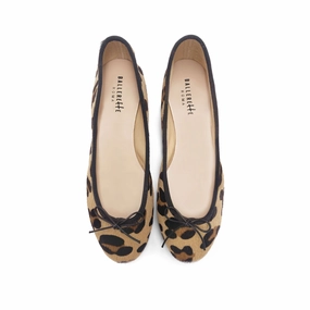Leopard spotted calf hair ballet flats Pewter Dress Shoes