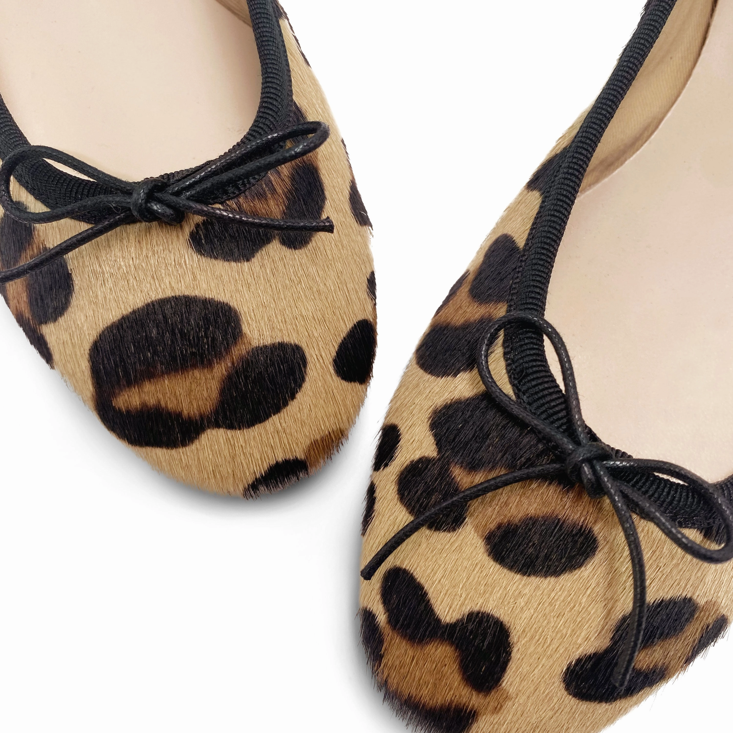 Leopard spotted calf hair ballet flats Bar Lace Dress Shoes