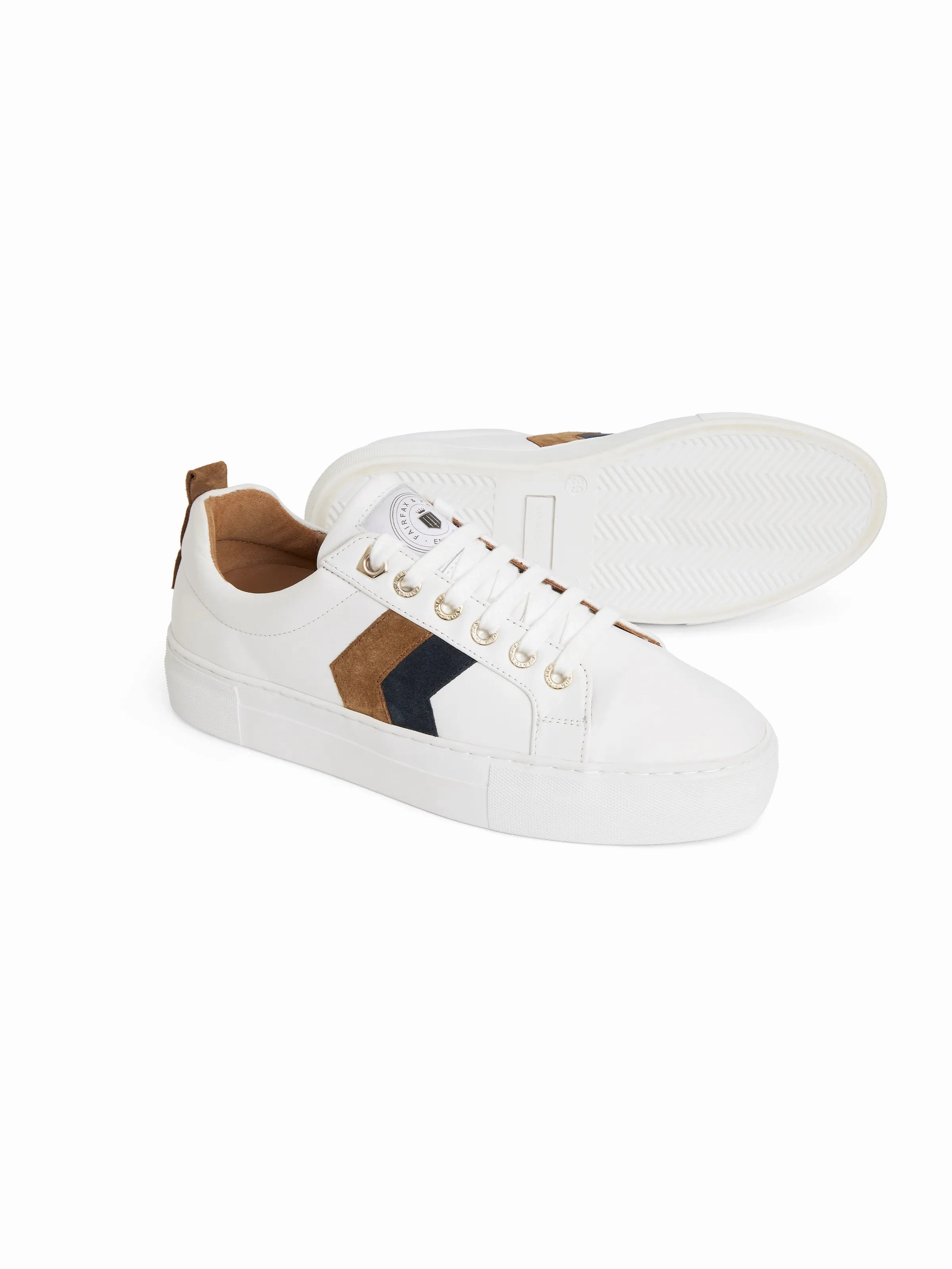 Willa Loafers Alexandra Platform - White - Tan & Navy