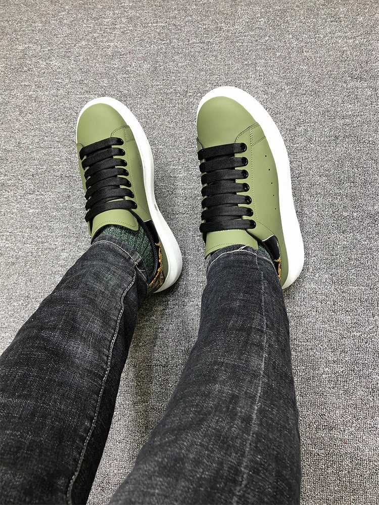 Asics Extra Wide Golf Shoes ALISANDRO GRAMMY CHUNKY SOLE LEATHER UNISEX CASUAL SNEAKER IN GREEN