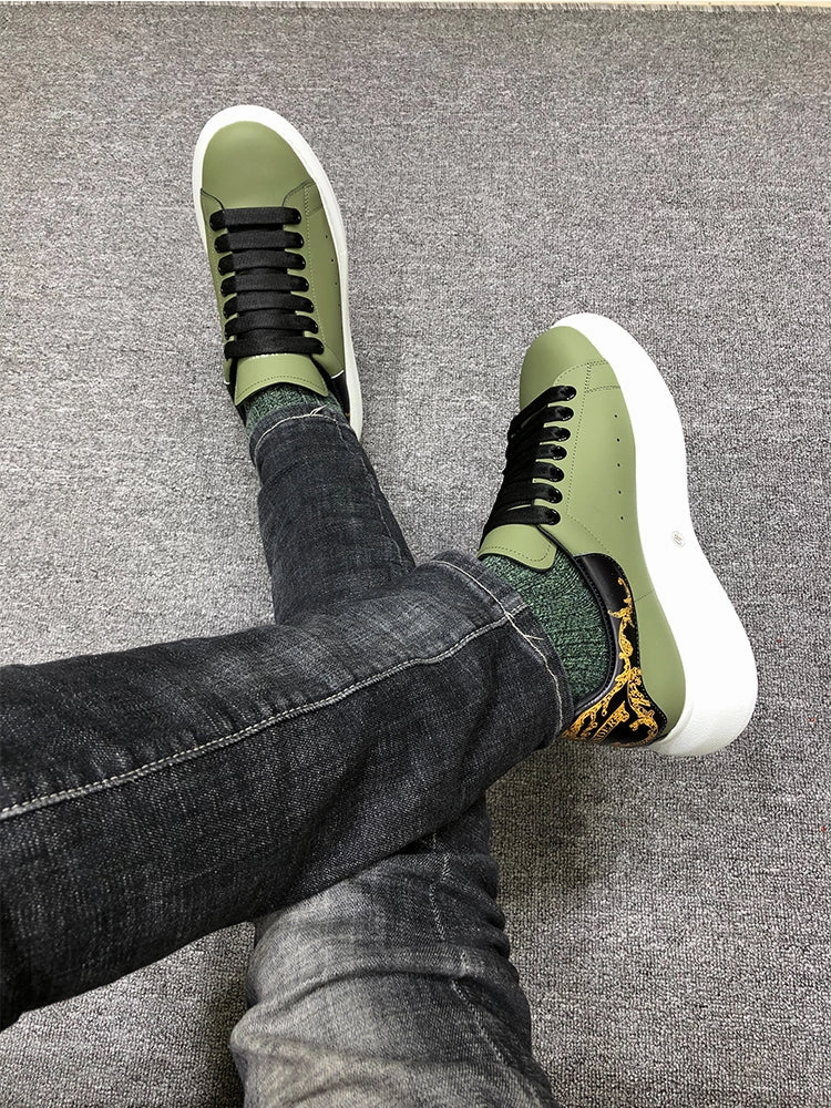 Pe Nation Asics Shoes ALISANDRO GRAMMY CHUNKY SOLE LEATHER UNISEX CASUAL SNEAKER IN GREEN