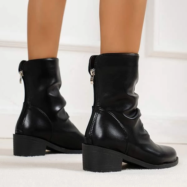 Adidas Munich Shoes Women's Pleated Mid Heel Ankle Boots 96424977C