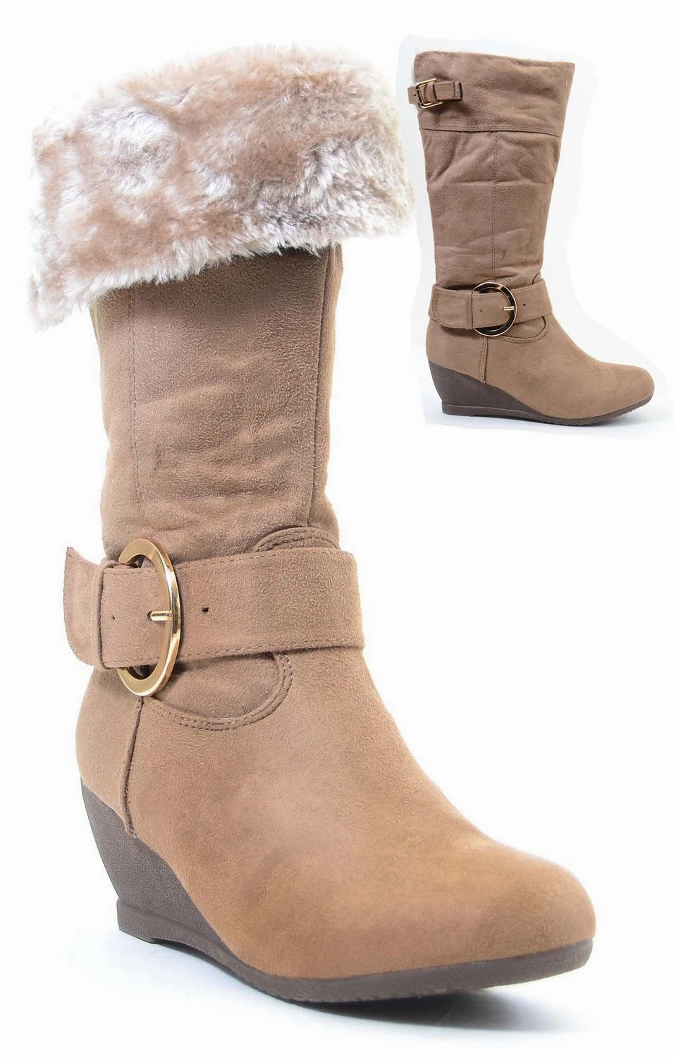 Furry Buckle Wedge Vegan Suede Knee Womens Boots Kamik Riptide Rain Boots