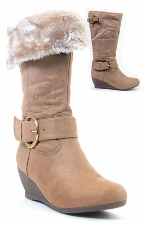 Furry Buckle Wedge Vegan Suede Knee Womens Boots Joules Rain Boots Sale