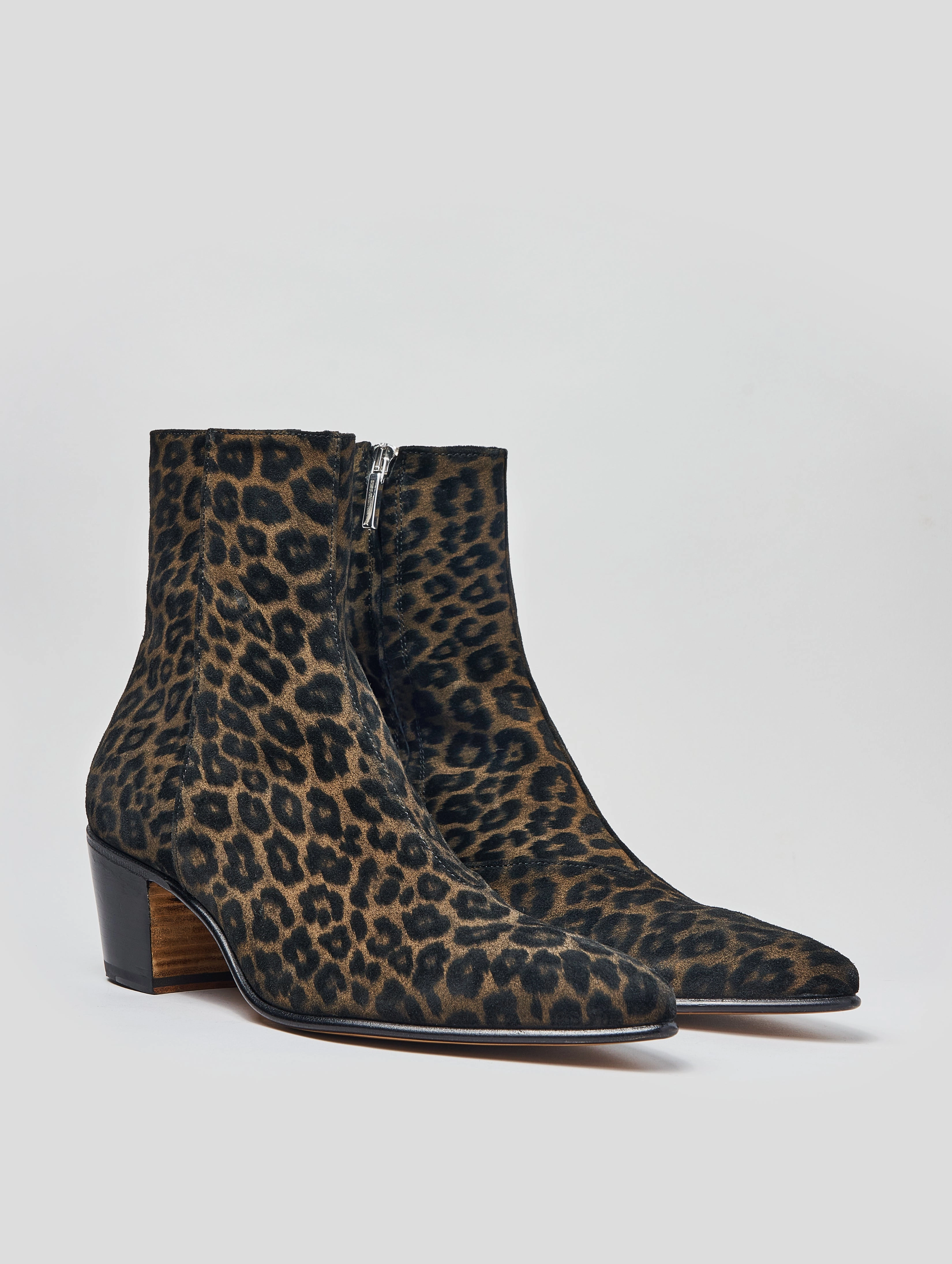Leather Black NICO 60MM ANKLE BOOT IN LEOPARD SUEDE