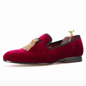 Loafers Patent Leather OneDrop Handmade Men Velvet And Crystal Tassel Wedding Party Prom Loafer