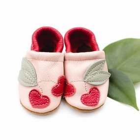 Cherries on pink Leather Shoes Moccs Baby and Toddler Aoc High Heels