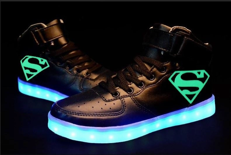 Asics Field Hockey Shoes Superman Shoes Light Up Shoes Flashing LED Luminous Shoes Superman High Top Shoes