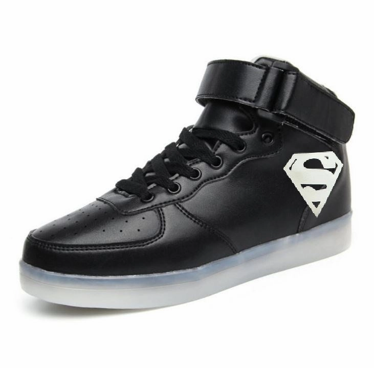 Superman Shoes Light Up Shoes Flashing LED Luminous Shoes Superman High Top Shoes Asics Shoes With Arch Support