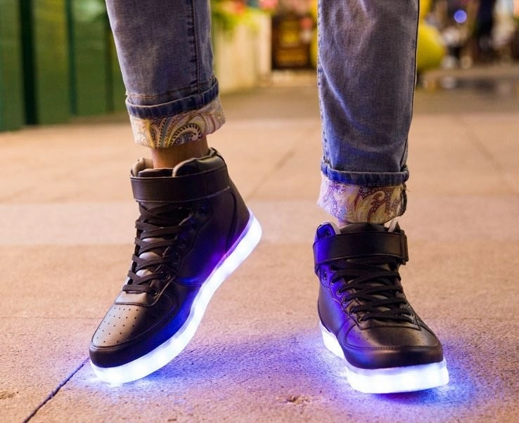 Trending Asics Shoes Superman Shoes Light Up Shoes Flashing LED Luminous Shoes Superman High Top Shoes