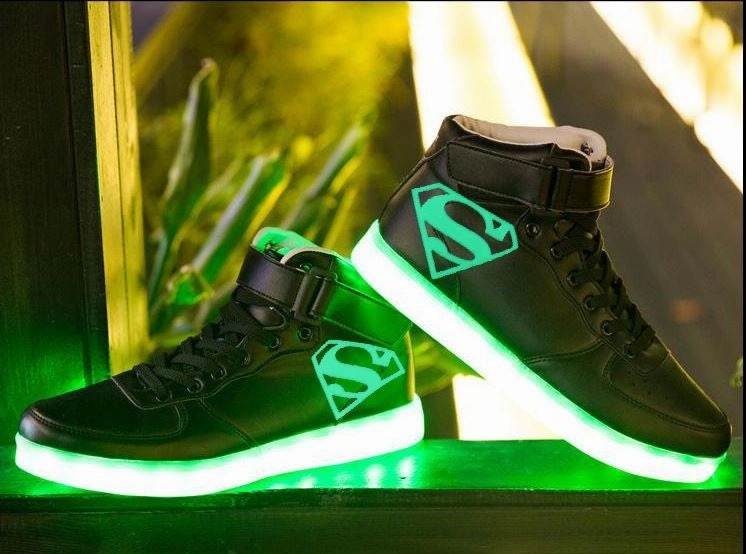 Superman Shoes Light Up Shoes Flashing LED Luminous Shoes Superman High Top Shoes Asics 3d Shoes